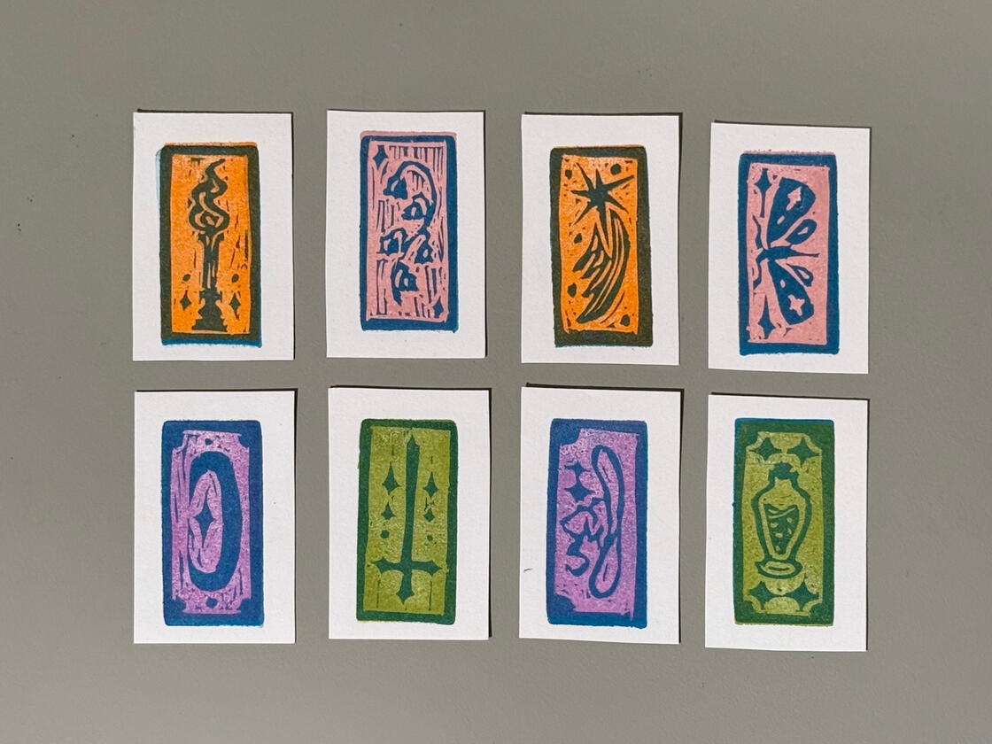 Untitled, Eraser Carving Prints, Colored Ink Stamp on Paper, 2024