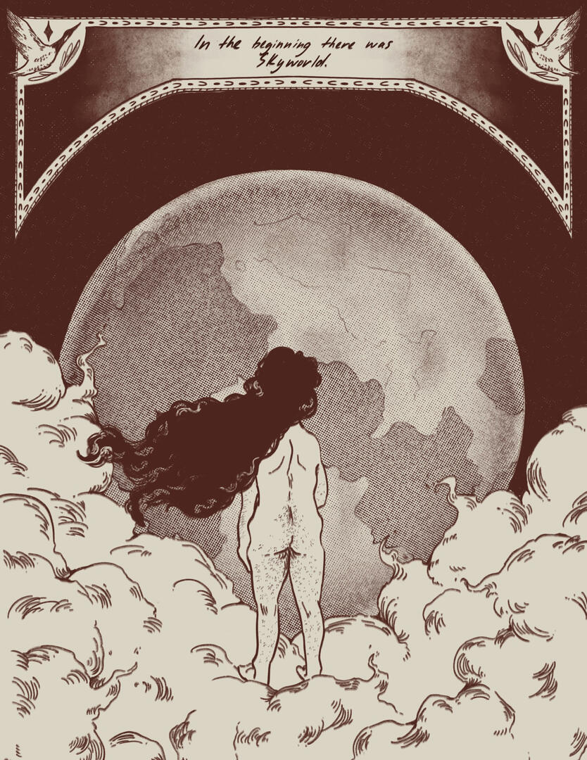 Skywoman Falling, 4 Page Narrative, Procreate, 2024