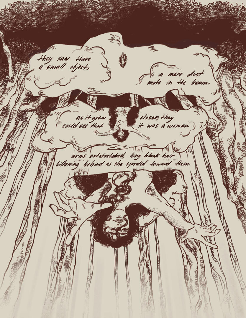 Skywoman Falling, 4 Page Narrative, Procreate, 2024