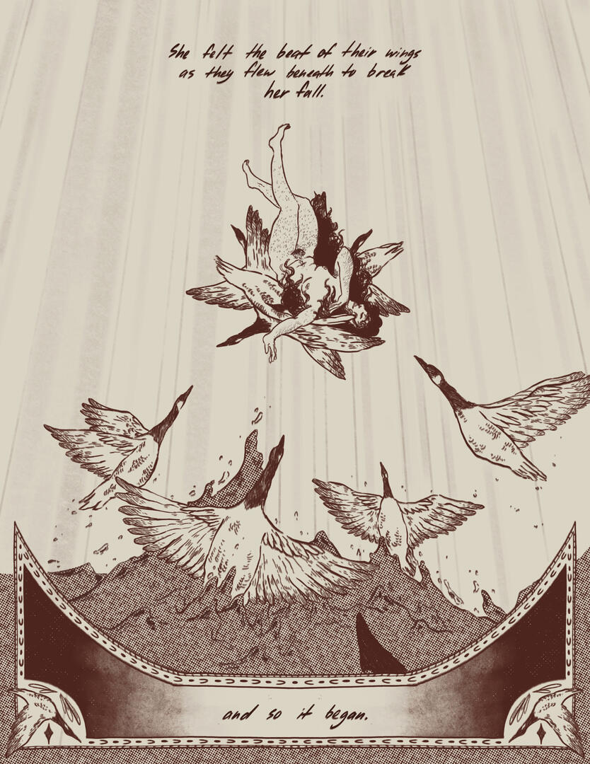 Skywoman Falling, 4 Page Narrative, Procreate, 2024